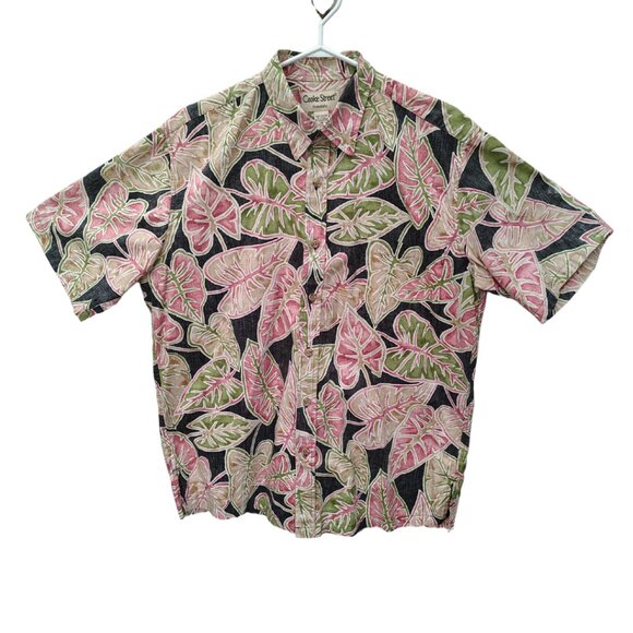 Aloha Hawaiian Black Tropical Short Sleeve Cotton Button Front Shirt Men's M - Picture 3 of 12